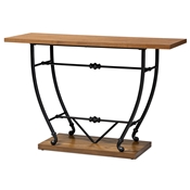 Baxton Studio Leigh Vintage Rustic Industrial Distressed Wood and Black Metal Finished Entryway Console Table